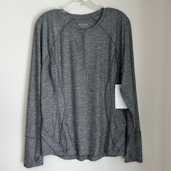 Athleta women Pacifica Illume Half Zip Gray Long Sleeve UPF Fitted Top large NWT - Picture 2 of 12